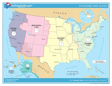 Time Zones in South Carolina, United States.
